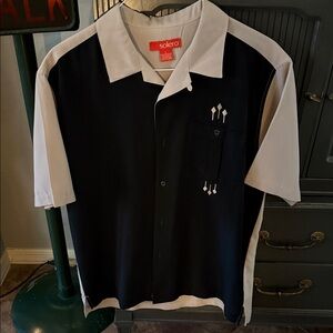 Men's Black and White Casual Button Down Shirt